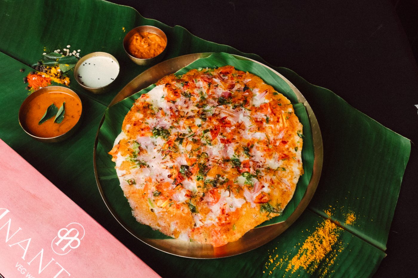Masala dosa with coconut chutney and sambhar from the Anantha Veg World menu